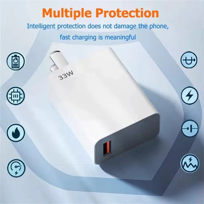 33W USB Fast Charger Quick Charge Mobile Phone Power Adapter for Xiaomi Redmi Note 13 12 11 10 Iphone Samsung EU/US Plug Charger