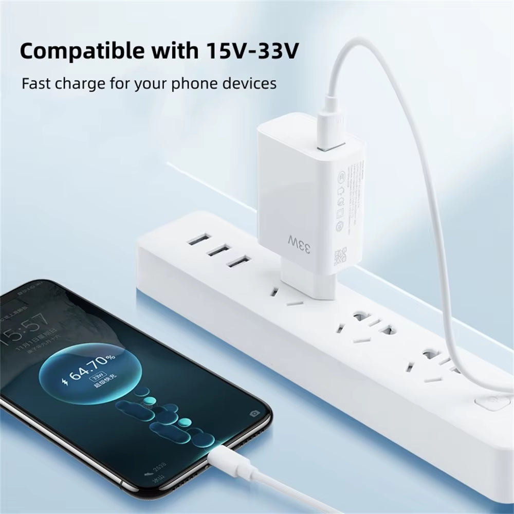 33W USB Fast Charger Quick Charge Mobile Phone Power Adapter for Xiaomi Redmi Note 13 12 11 10 Iphone Samsung EU/US Plug Charger