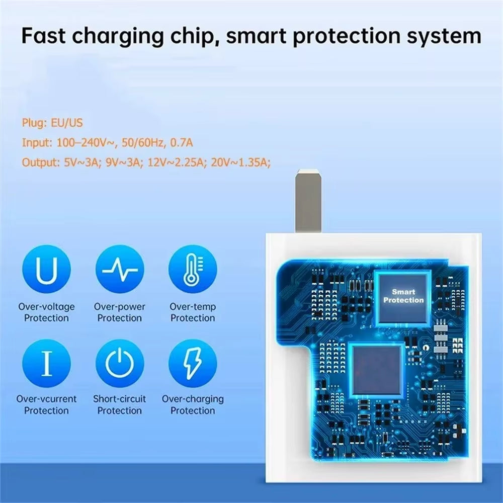 33W USB Fast Charger Quick Charge Mobile Phone Power Adapter for Xiaomi Redmi Note 13 12 11 10 Iphone Samsung EU/US Plug Charger